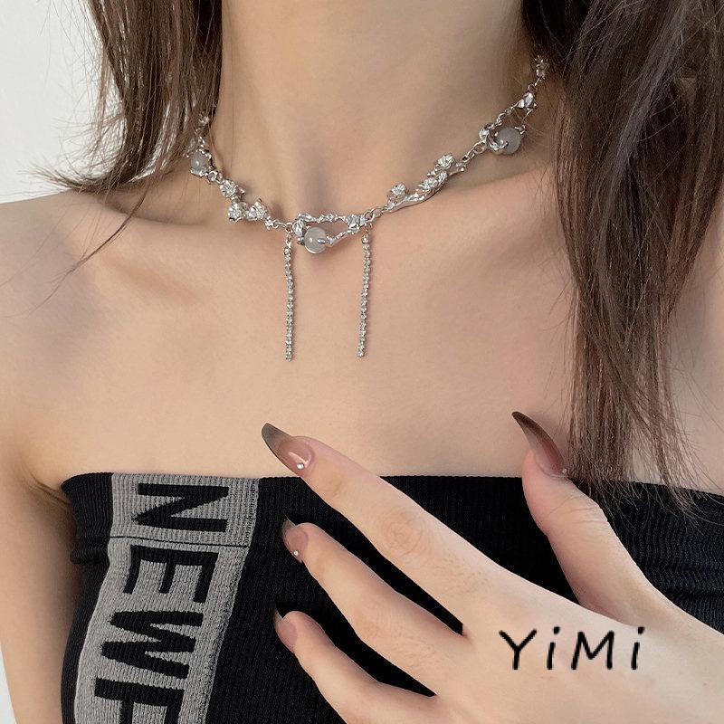 [pmy] Vòng cổ Đá Zircon Trắng Ngọt Ngào Cá Tính Mùa Hè Cho Nữ