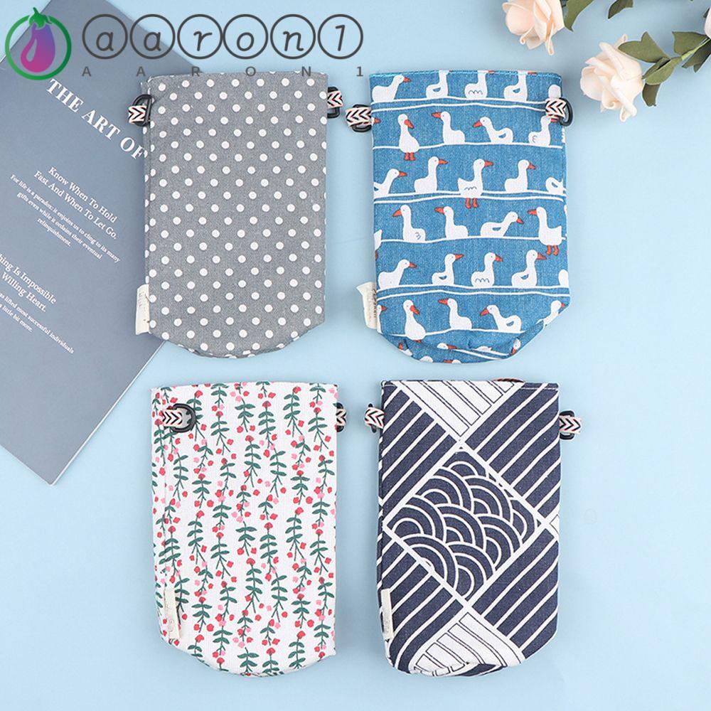 Aaron1 Túi Đeo Chéo Đựng Bình Nước Bằng Vải Cotton Lanh Có Thể Điều Chỉnh Thời Trang Cho Nữ