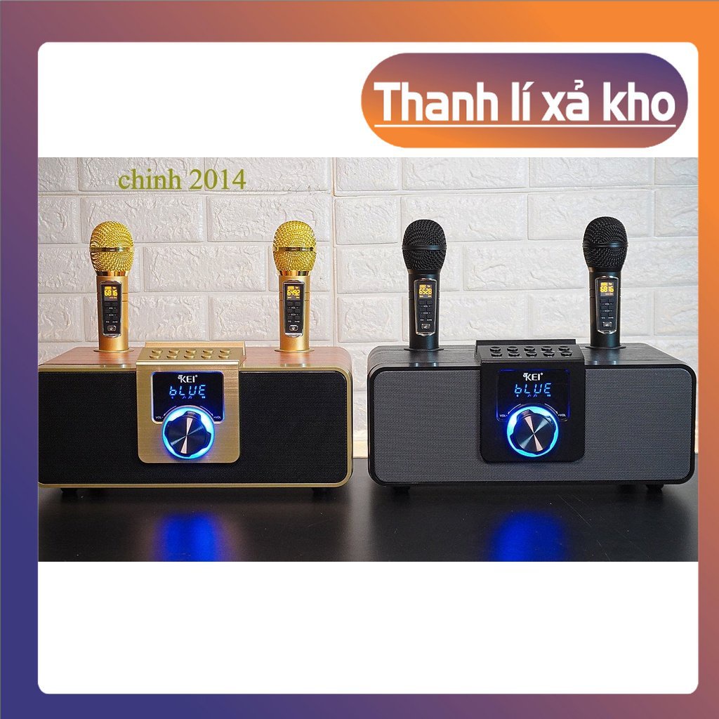 Loa karaoke bluetooth KEI K08 - Tặng kèm 2 micro không dây có màn hình LCD - Sạc pin cho micro ngay trênựhàng tại xưởng