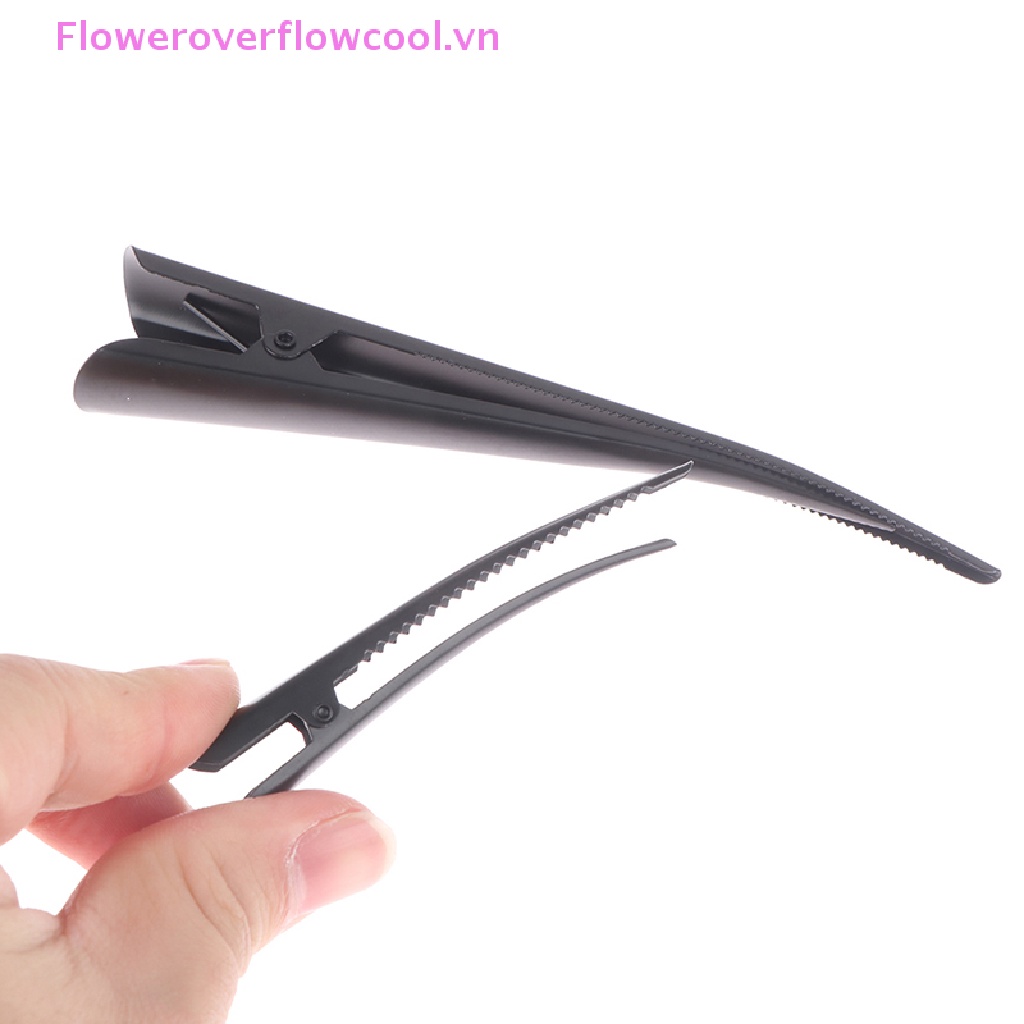 Set 4 Kẹp Tóc Mỏ Vịt / Răng Hoa 12.5cm Bằng Kim Loại Màu Đen