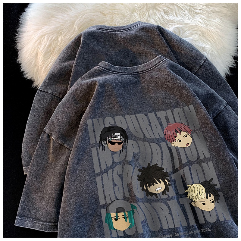 Áo thun NRVP 100% cotton tay ngắn dáng rộng in hoạ tiết độc đáo thời trang