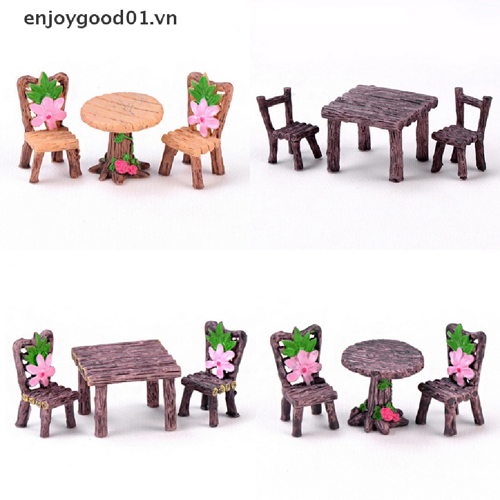 Set 3 Mô Hình Bàn Ghế Mini Trang Trí Tiểu Cảnh Sân Vườn