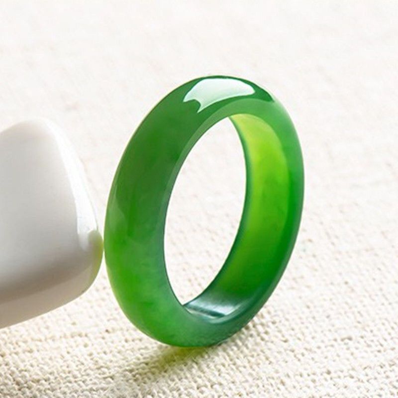 Nhẫn Ngọc Bích Tự Nhiên Màu Xanh Lá Ngọc Bích Cho Cặp Đôi Phong Cách Xinjiang hetian spinach gre23.04.03