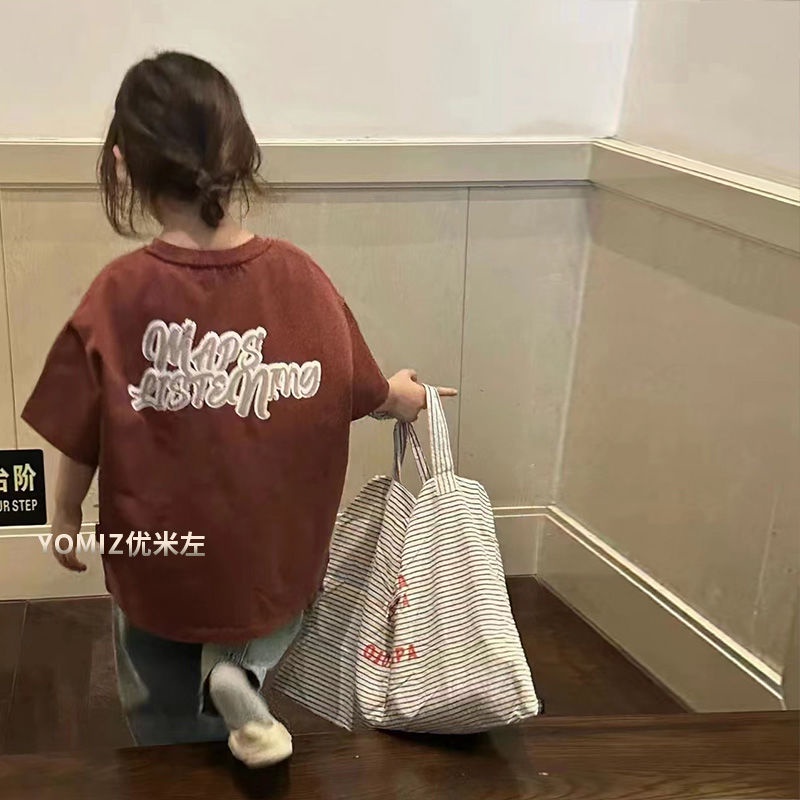 Áo Thun Tay Ngắn Dáng Rộng Phong Cách Hàn Quốc Thời Trang Xuân Hè 2023 Dành Cho Bé Gái