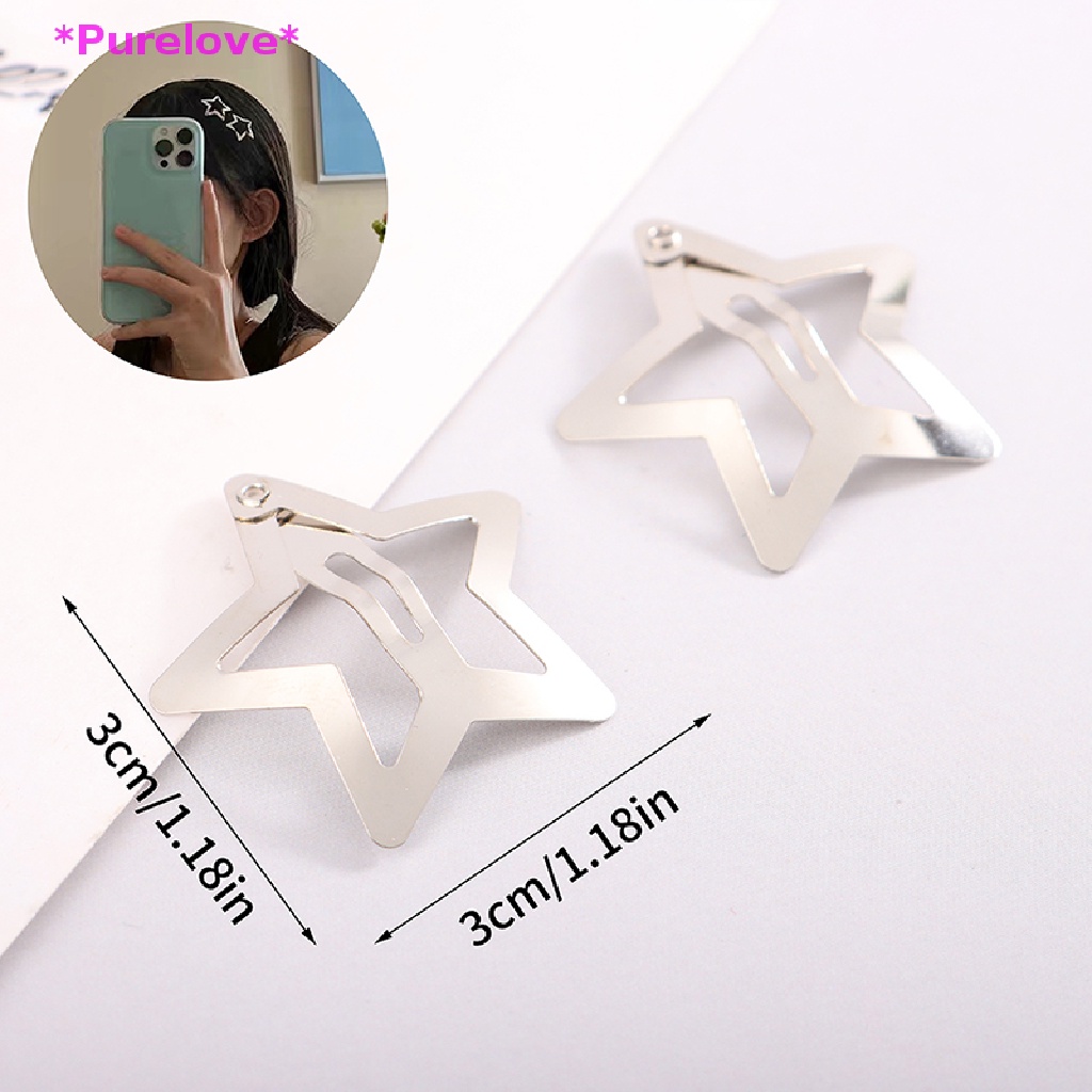 Set 4 Kẹp Tóc BB Hình Ngôi Sao Màu Bạc Đơn Giản Cho Nữ Mới