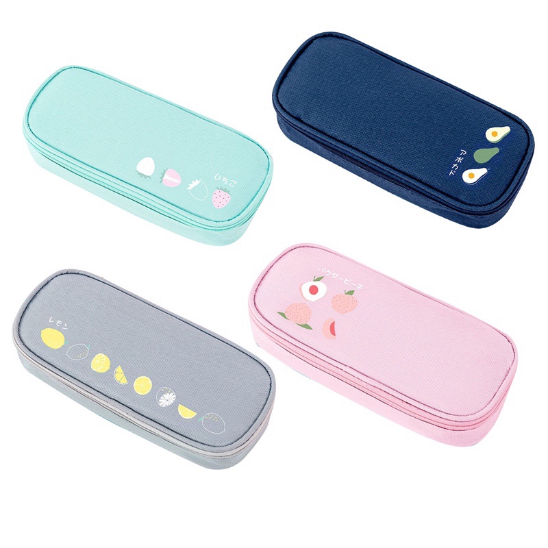 Túi Đựng Bút Bằng Vải Canvas In Hình Trái Cây Sáng Tạo Đa Năng Dành Cho Học Sinh Ốp