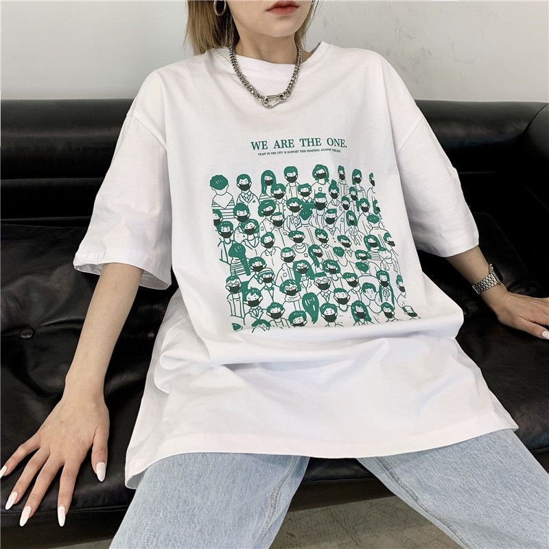 Áo Thun Nữ Ngắn Tay In Chữ Phong Cách Hàn Quốc Mới