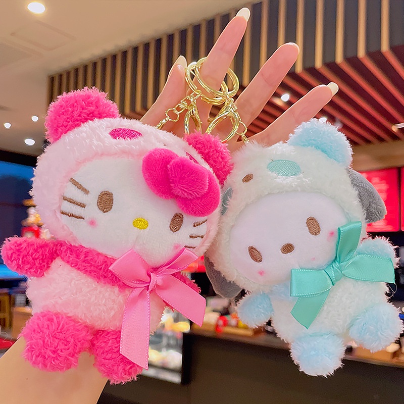 SANRIO Móc Chìa Khóa Hình Búp Bê Kuromi Hello Kitty Cinnamoroll Nhồi Bông Dễ Thương