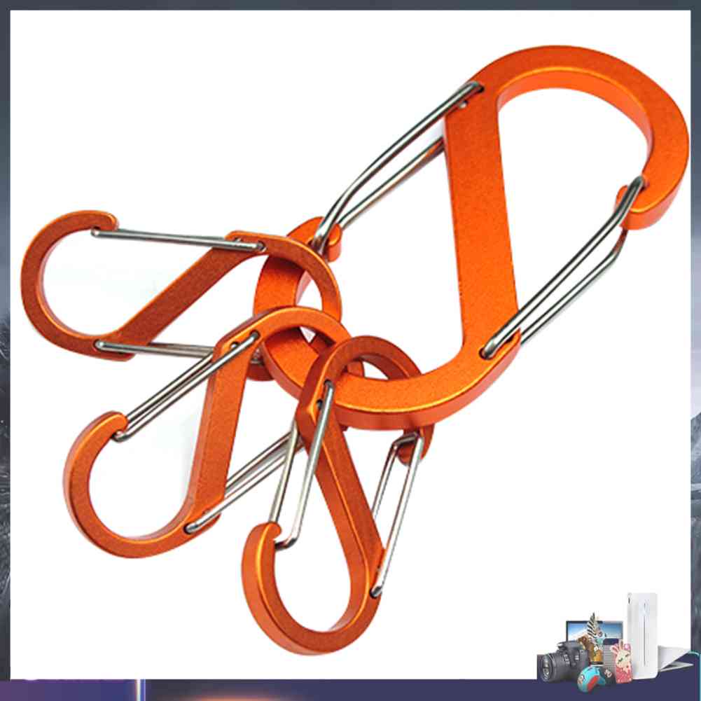 Móc Khóa Carabiner Hình Chữ S Bằng Hợp Kim Nhôm Với 8 Kiểu Màu Sắc Ngẫu Nhiên