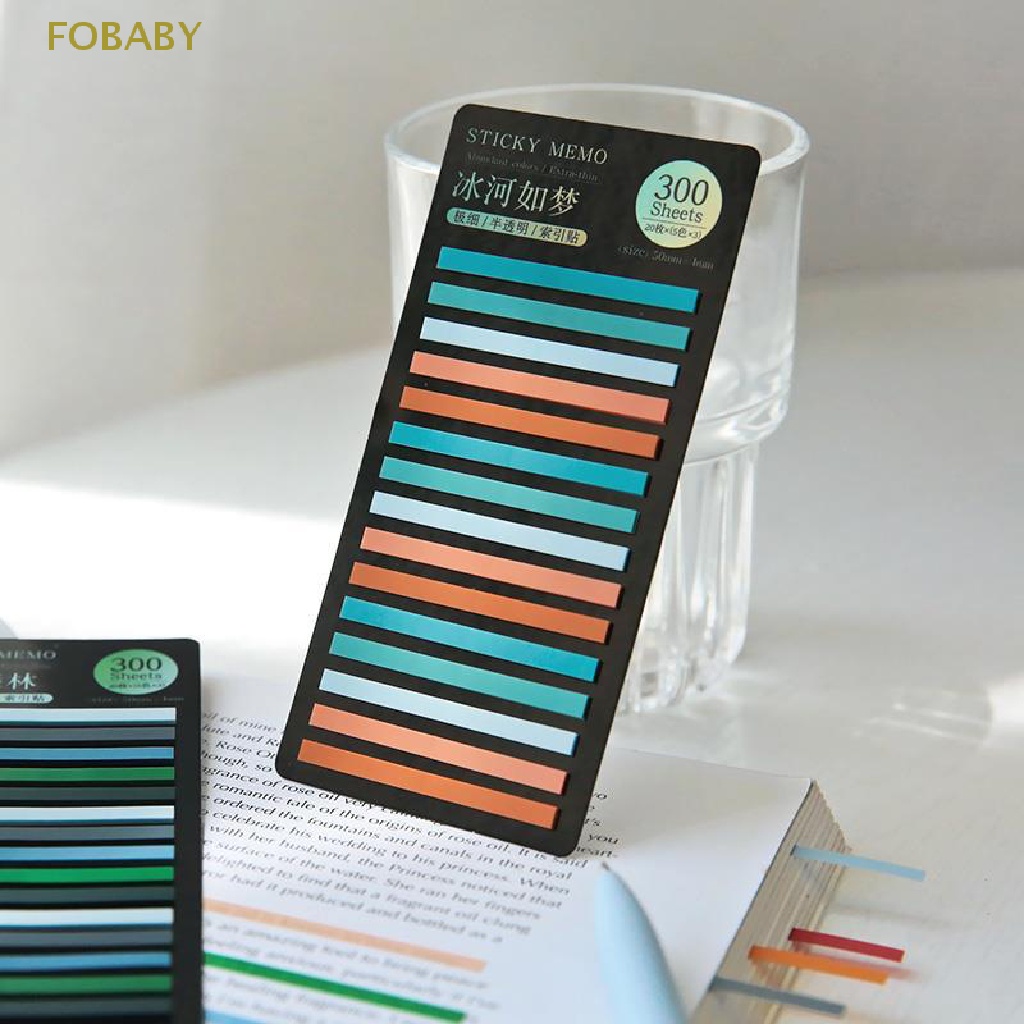 Fobaby Set 300 Tờ Giấy Dán Ghi Chú Đánh Dấu Trang Sách Màu Sắc Trong Mờ Chống Thấm Nước