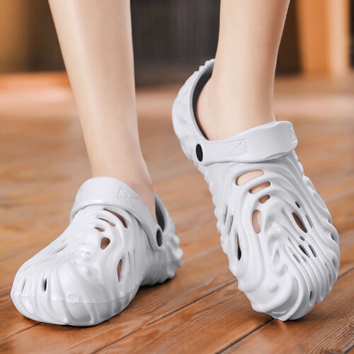 Dép crocs nam gợn sóng cao 4cm siêu nhẹ đi mưa - Giày sục nhựa lười lỗ lưới bít mũi chất EVA loại 1 VHMART48 độc lạ.