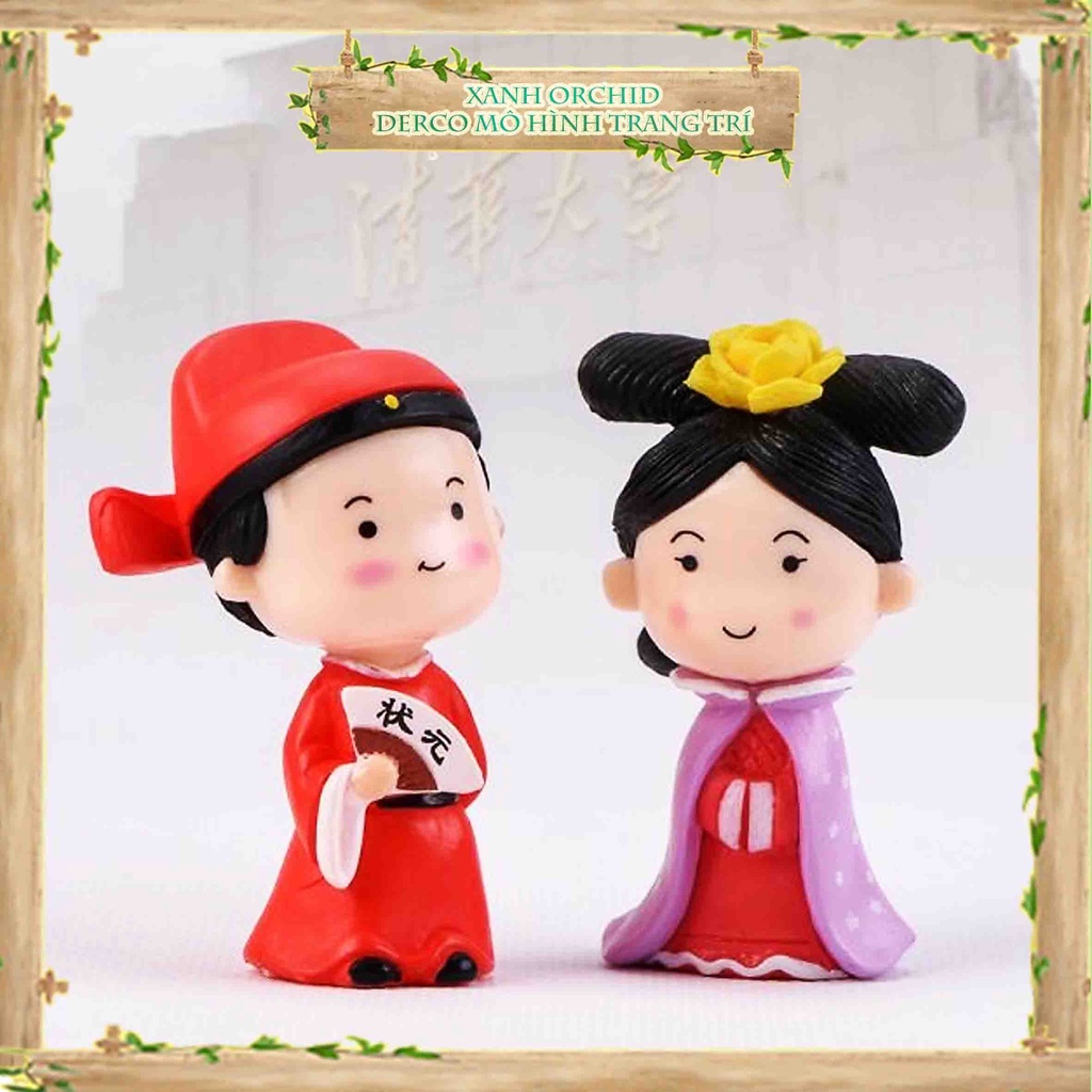 Mô Hình Tiểu Cảnh "Cặp Đôi Cổ Trang Mini" Trang Trí Sen Đá, Sân Vườn/ Chậu Cây, DYI, Terrarium