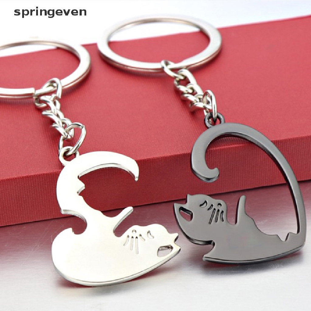 2 Móc Khóa Hình Mèo Đen Bằng Thép Không Gỉ