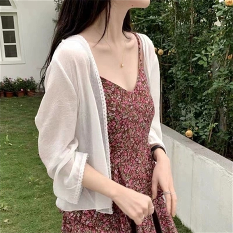 Áo Khoác Cardigan Chiffon Mỏng Dáng Rộng Phong Cách Hàn Quốc Dành Cho Nữ