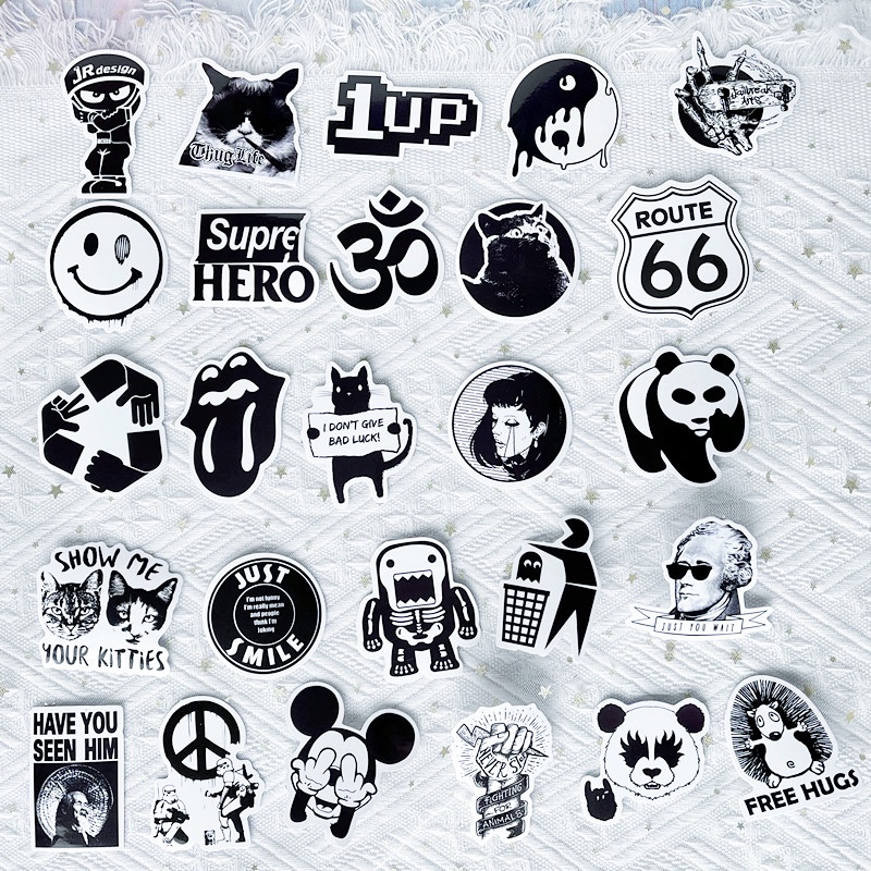 ❉ Hiphop Slang vui vẻ. Nhãn Dán Series 02 Đen Trắng Cổ Điển ❉ Bộ 50 Sticker Chống Thấm Nước Họa Tiết Doodle Hợp Thời Trang