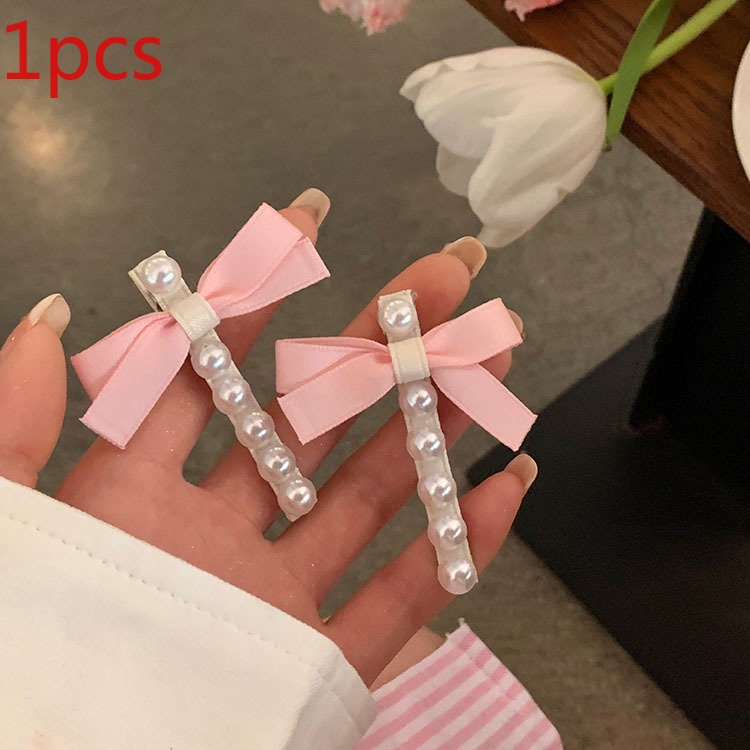 Kẹp Tóc Hình Nơ Đính Ngọc Trai Nhân Tạo Phong Cách Hàn Quốc