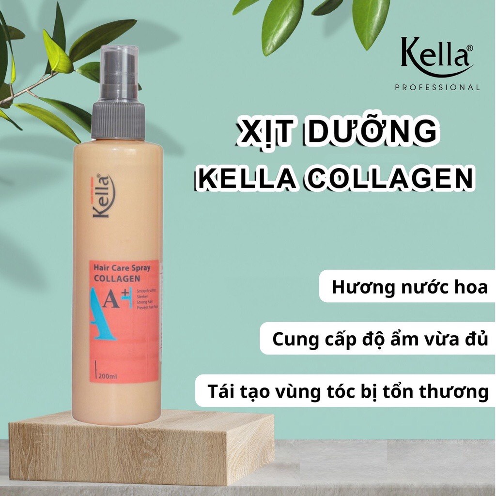 Xịt dưỡng cung cấp Collagen cho tóc Kella A+ 200ml