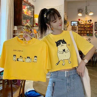 Áo thun nữ croptop in hình cute màu vàng rực rỡ mùa hè mát mẻ đi chơi,mặc nhà,đi biển,đi tập thể dục thể thao -Thủy Shop