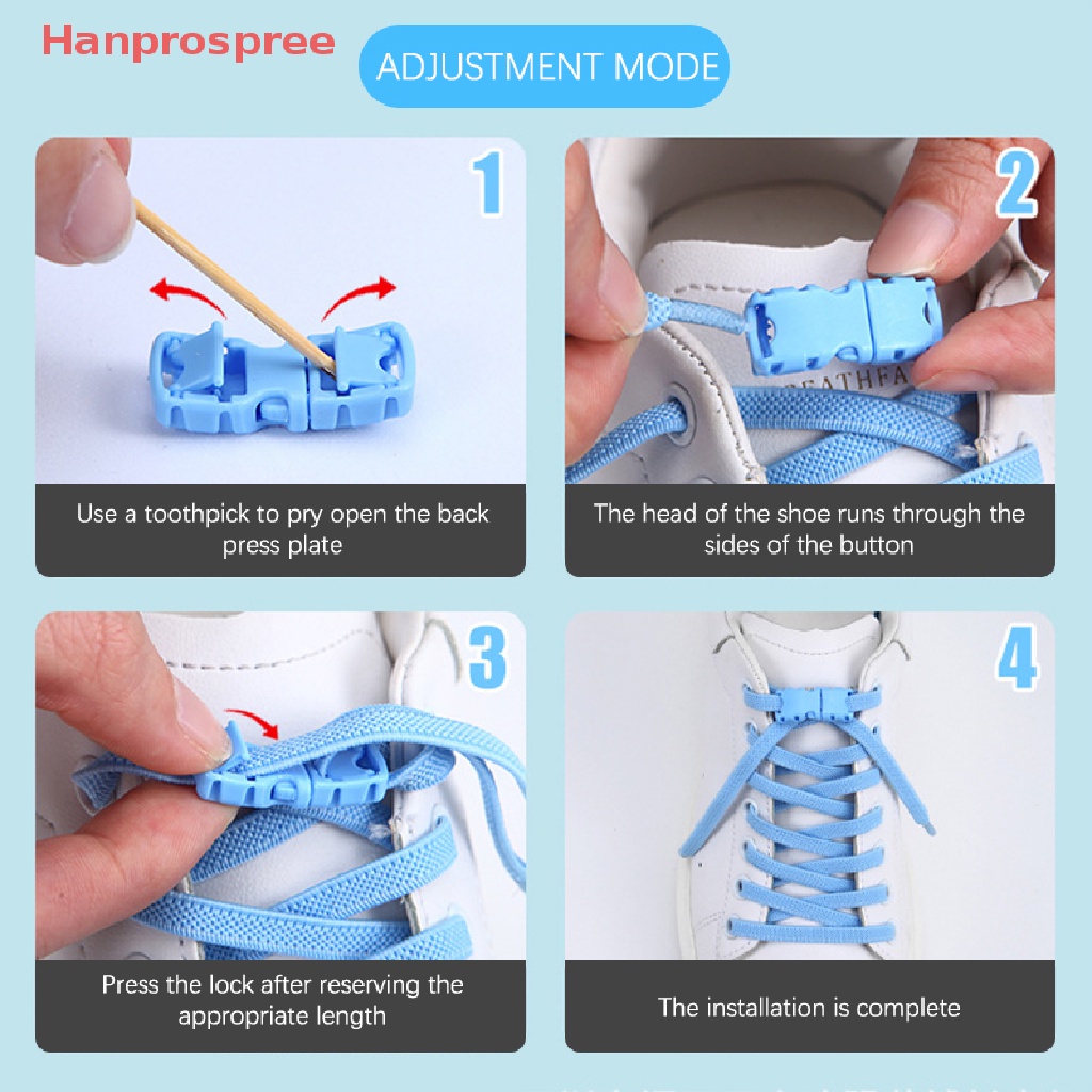 Hanprospree &gt; 1 Cặp Khóa Dây Giày Không Cần Buộc Co Giãn Nhiều Màu Sắc An Toàn Nhanh Chóng Dùng Ngoài Trời