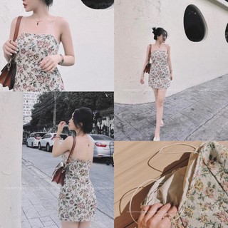 Áo váy hai dây hoa thêu nổi