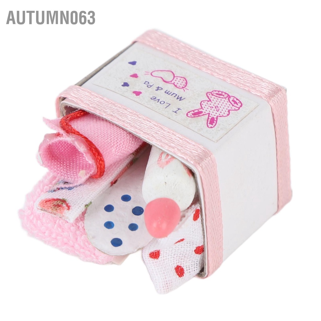 Autumn063 Nhà Búp Bê Hộp Đồ Chơi Cho Bé Màu Hồng Dễ Thương Thu Nhỏ Rổ Kèm 1/12 Phụ Kiện