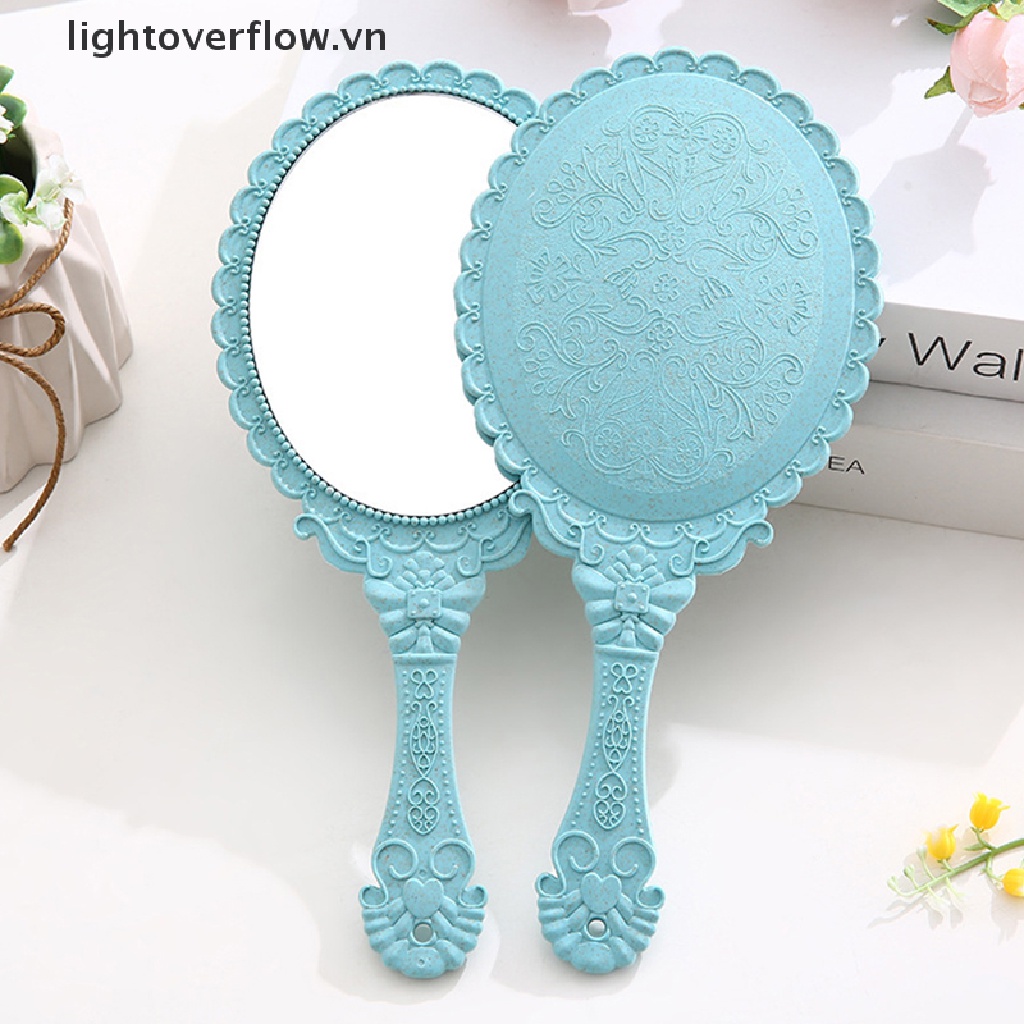 Gương Trang Điểm Cầm Tay Khắc Họa Tiết Cổ Điển [VN]