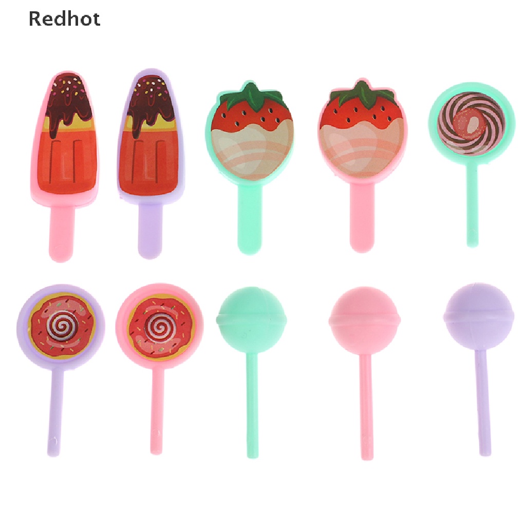 &lt; Redhot &gt; Bộ 10 Món Đồ Chơi Búp Bê Kẹo Mút Tráng Miệng Dễ Thương