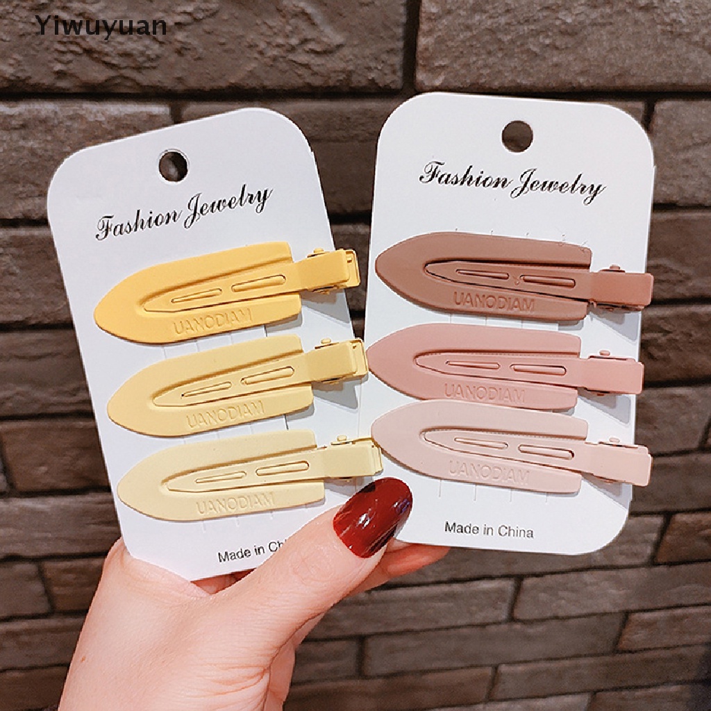 < Yiwuyuan > Bộ 3 Kẹp Tóc Không Đường May Cố Định Tóc Mái / Kẹp Tóc Trang Điểm Rửa Mặt Tạo Kiểu Cho Nữ