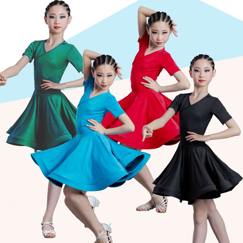 Đầm Khiêu Vũ Nhảy Latin Tay Dài Xinh Xắn Cho Bé Gái