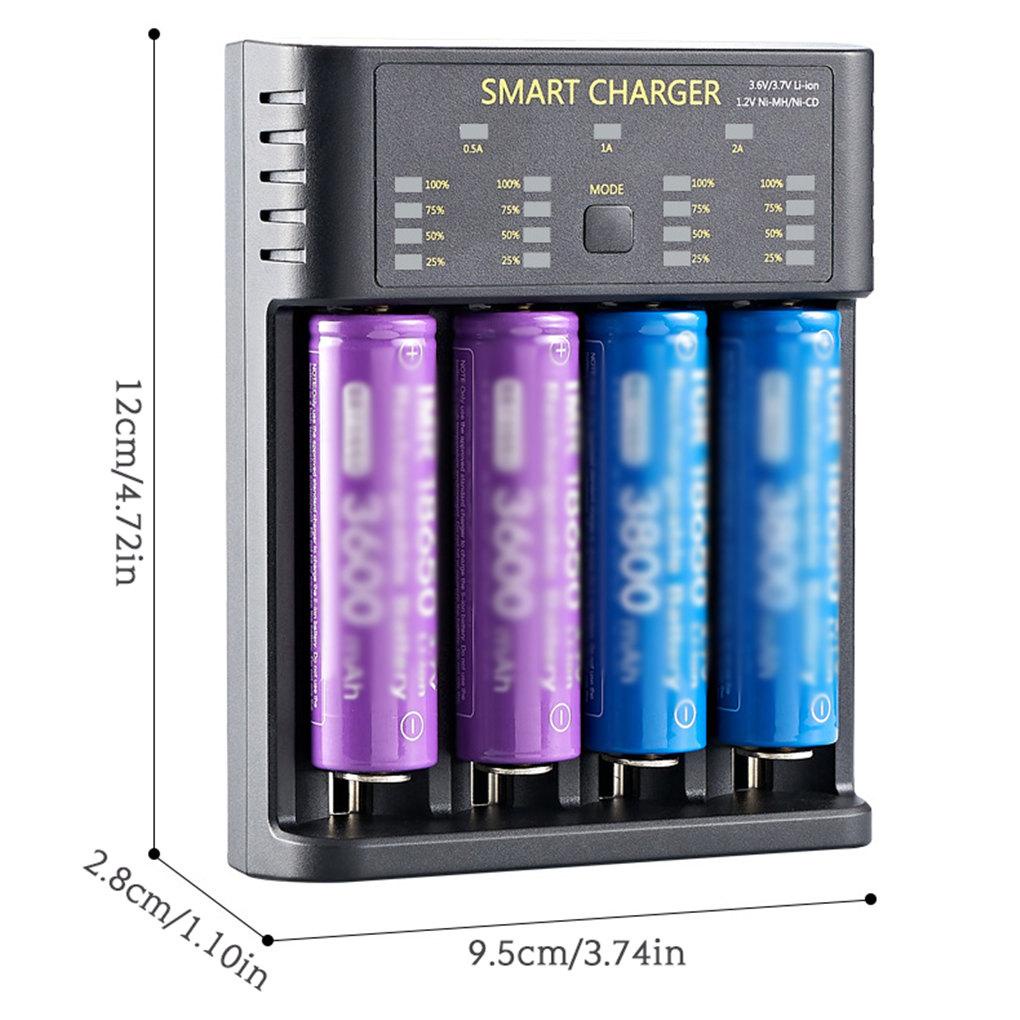 Đế Sạc Pin Lithium 18650 4 Khe Cắm USB Đứng