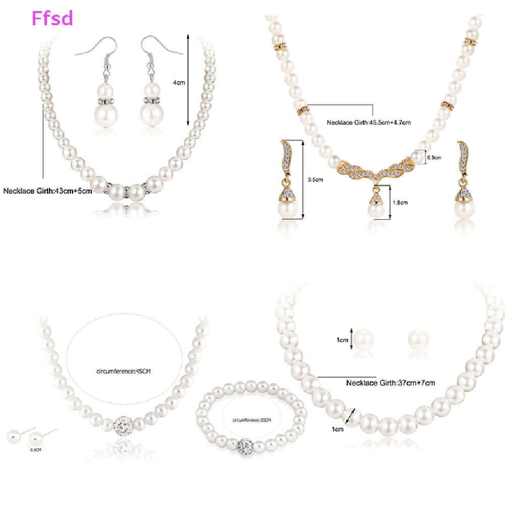 {Ffsd} Bộ Trang Sức Trang Sức Vòng Cổ Bông Tai Ngọc Trai Thời Trang Cho Cô Dâu Trong Tiệc Cưới Bán