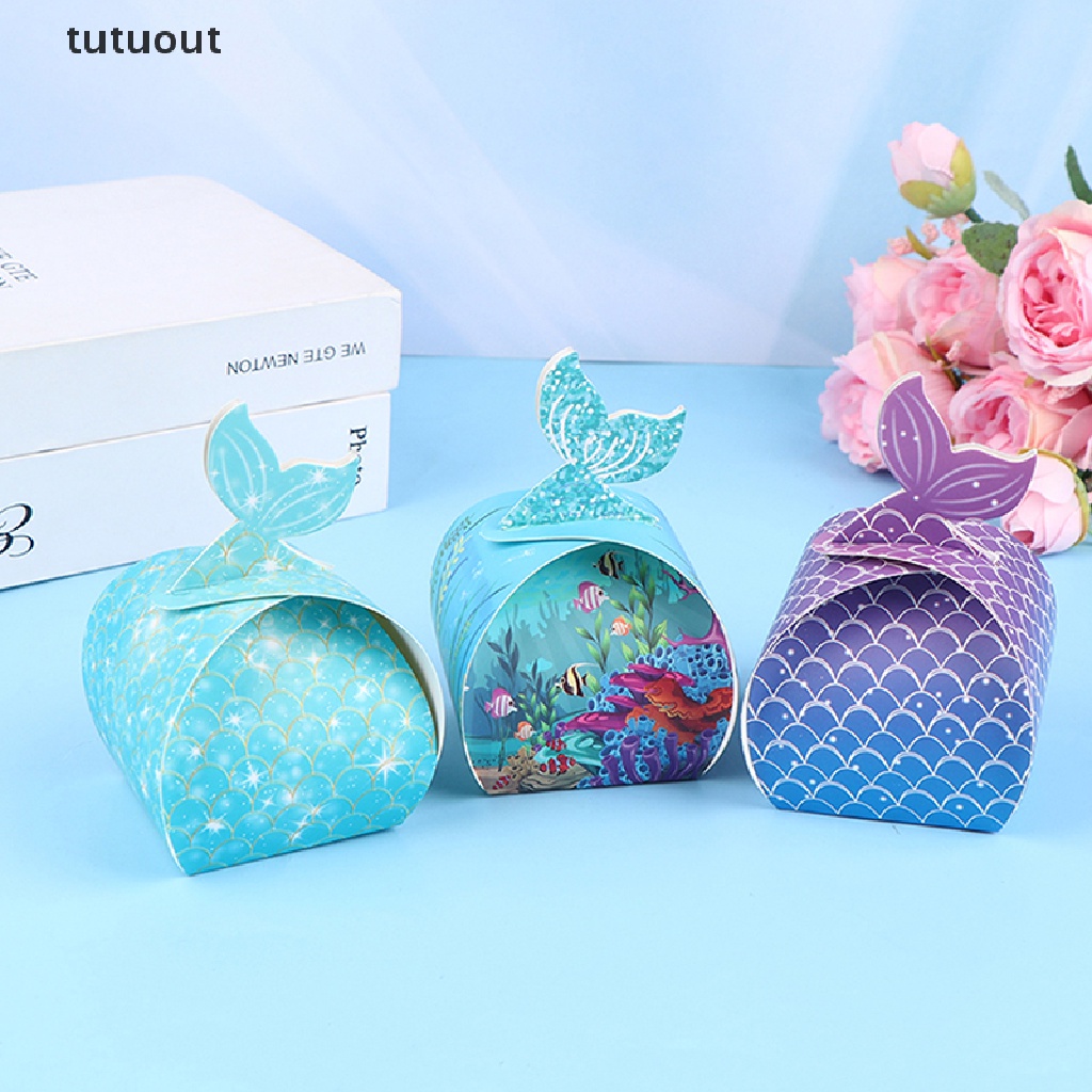 Set 10 Hộp Đựng Bánh Kẹo Hình Đuôi Nàng Tiên Cá Lấp Lánh