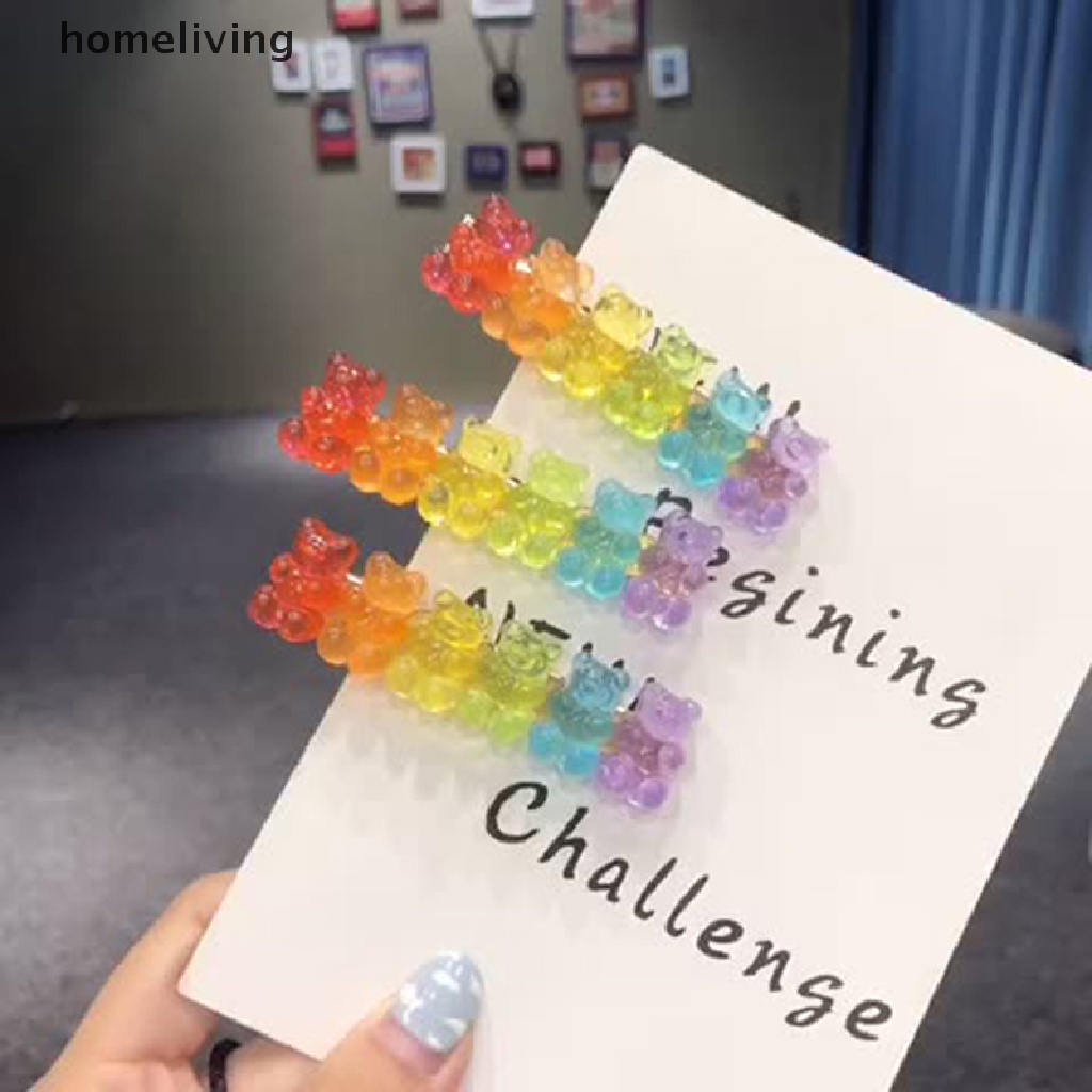 Kẹp Tóc Dạng Thạch Hình Gấu Hoạt Hình Màu Kẹo Ngọt Cho Nữ