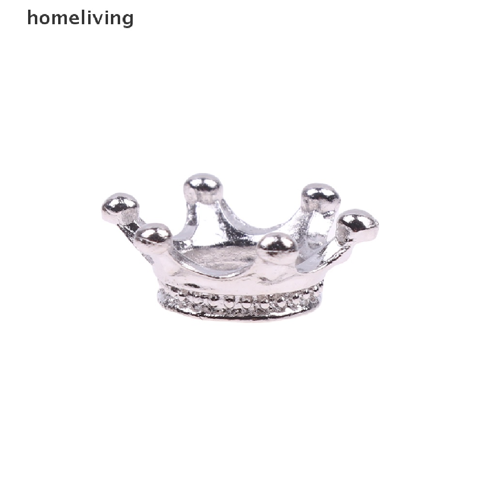 Bộ 2 Vương Miện Mini Bằng Hợp Kim Màu Vàng Bạc Thu Nhỏ Xinh Xắn Trang Trí Nhà Búp Bê 1: 12