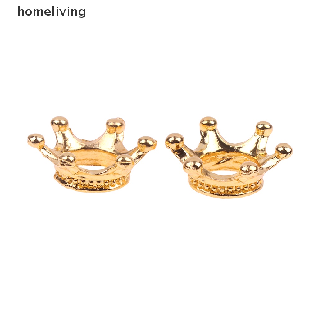 Bộ 2 Vương Miện Mini Bằng Hợp Kim Màu Vàng Bạc Thu Nhỏ Xinh Xắn Trang Trí Nhà Búp Bê 1: 12