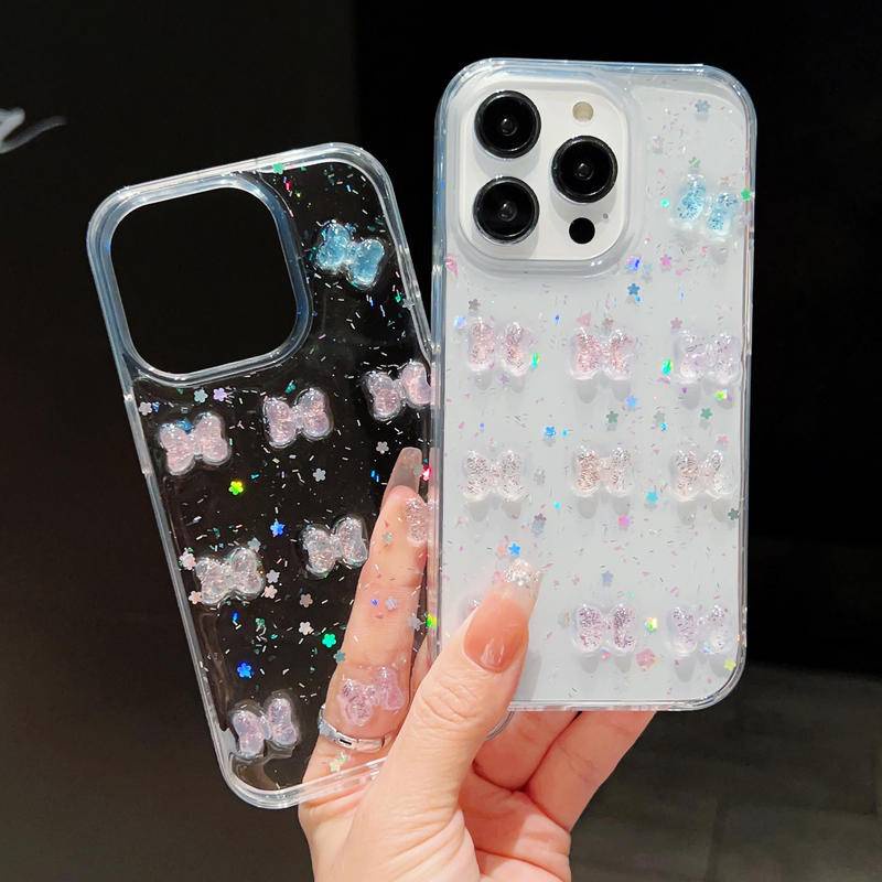 Ốp Điện Thoại Hình Nơ 3D Lấp Lánh Cho iPhone 14 13 12 11 Pro MAX Plus Mini X XS MAX XR 7 8 Plus SE 2022 2020 14Plus 13Mini 12Mini