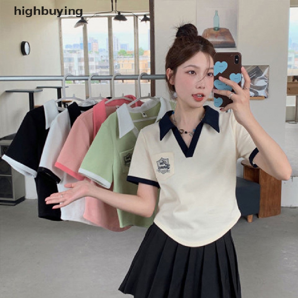 Áo polo Ngắn Tay Phối Túi Thời Trang Mùa Hè Dành Cho Nữ