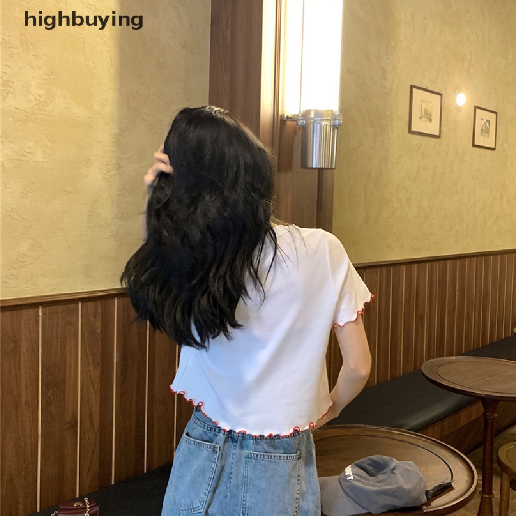 Áo Thun Lửng Ngắn Tay Cổ Tròn In Họa Tiết Belle Thời Trang Mùa Hè Cho Nữ