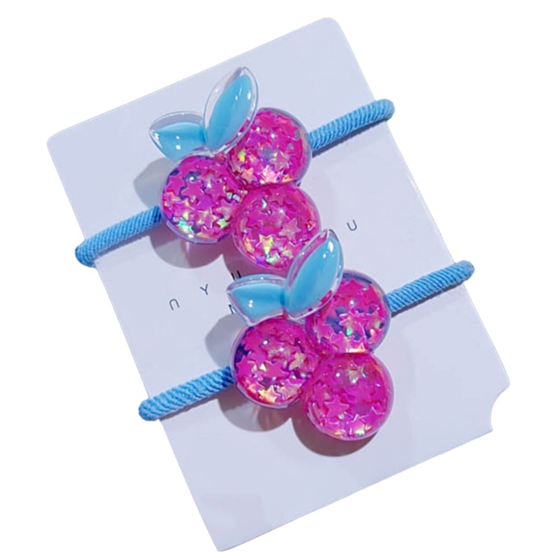 Bộ 2 Băng Đô Cài Tóc Đính Kim Sa Họa Tiết Hoa / Trái Cây Dễ Thương Cho Bé Gái