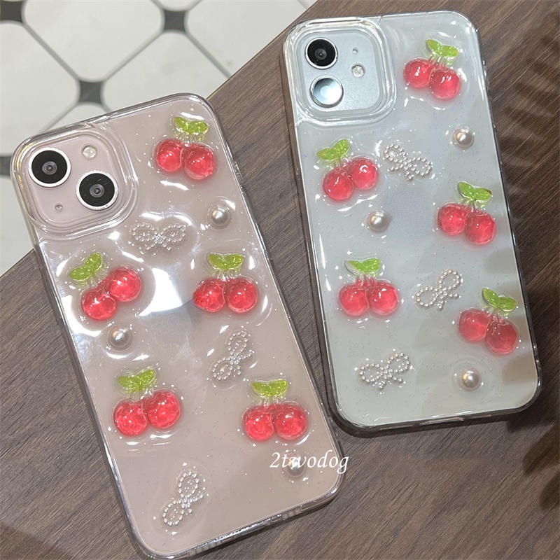 Ốp Điện Thoại TPU Mềm Hình Trái Cherry 3D Cho iPhone 14 13 12 11 Pro MAX Plus X XS MAX XR 7 8 Plus SE 2022 2020 14Plus 13Mini 12Mini