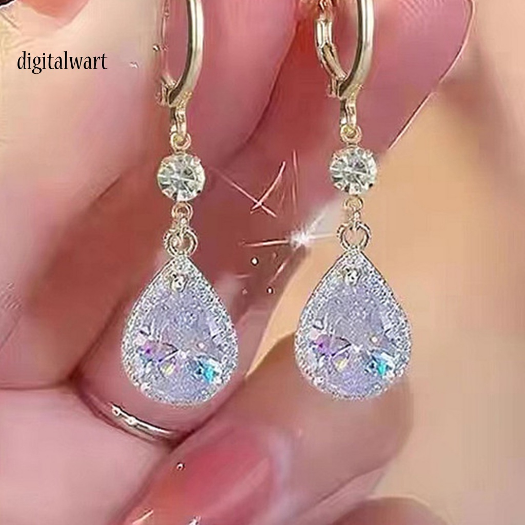 Kỹ Thuật Số| 1 Đôi Bông Tai Hình Giọt Nước Đính Đá Lấp Lánh Không Gây Dị Ứng Thời Trang Cho Nữ