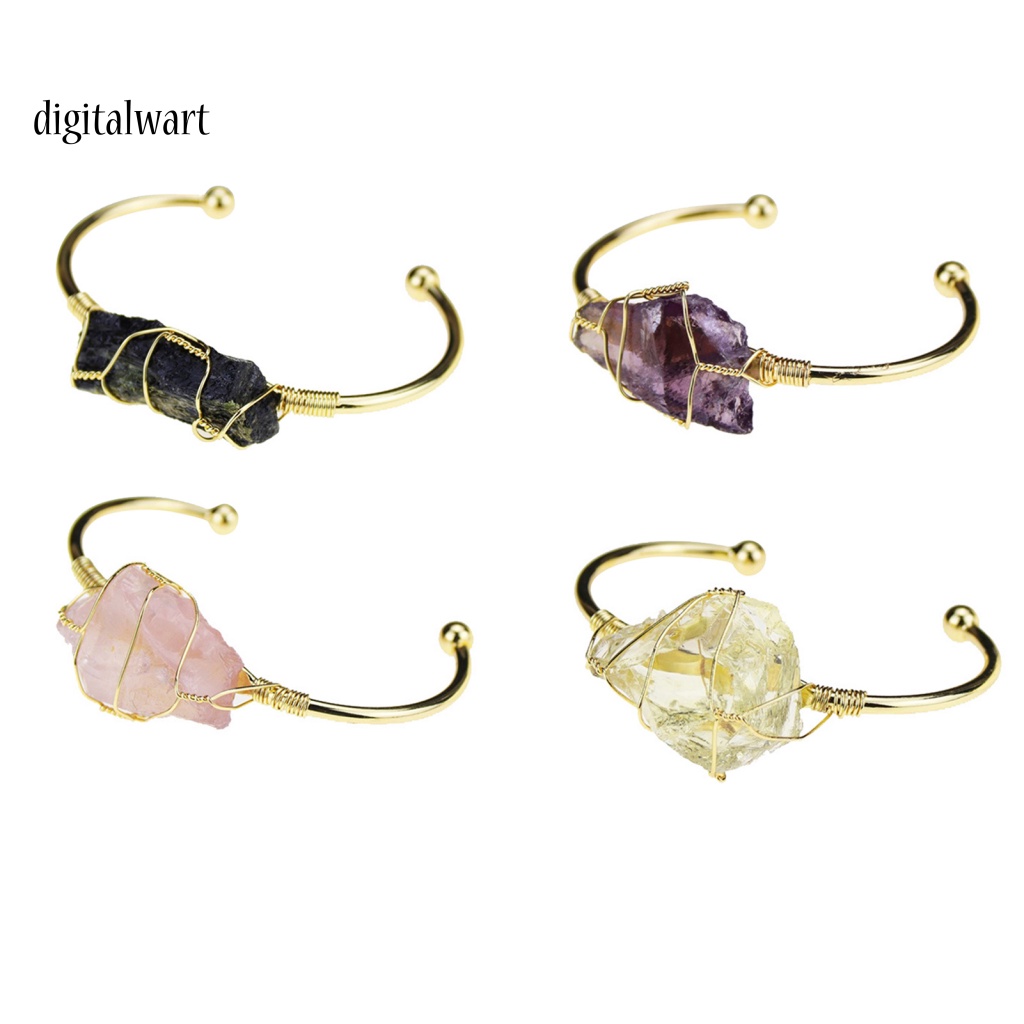 Kỹ Thuật Số| Vòng Tay Hợp Kim Hở Đính Đá Tự Nhiên Thời Trang Cho Nữ