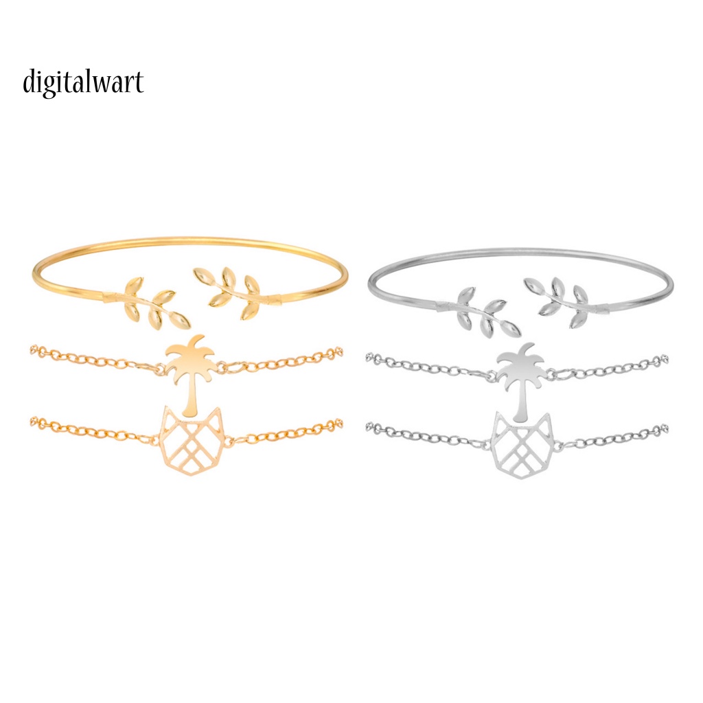 Kỹ Thuật Số| Bộ 3 Vòng Tay Hình Lá Dừa Sáng Tạo Có Thể Điều Chỉnh