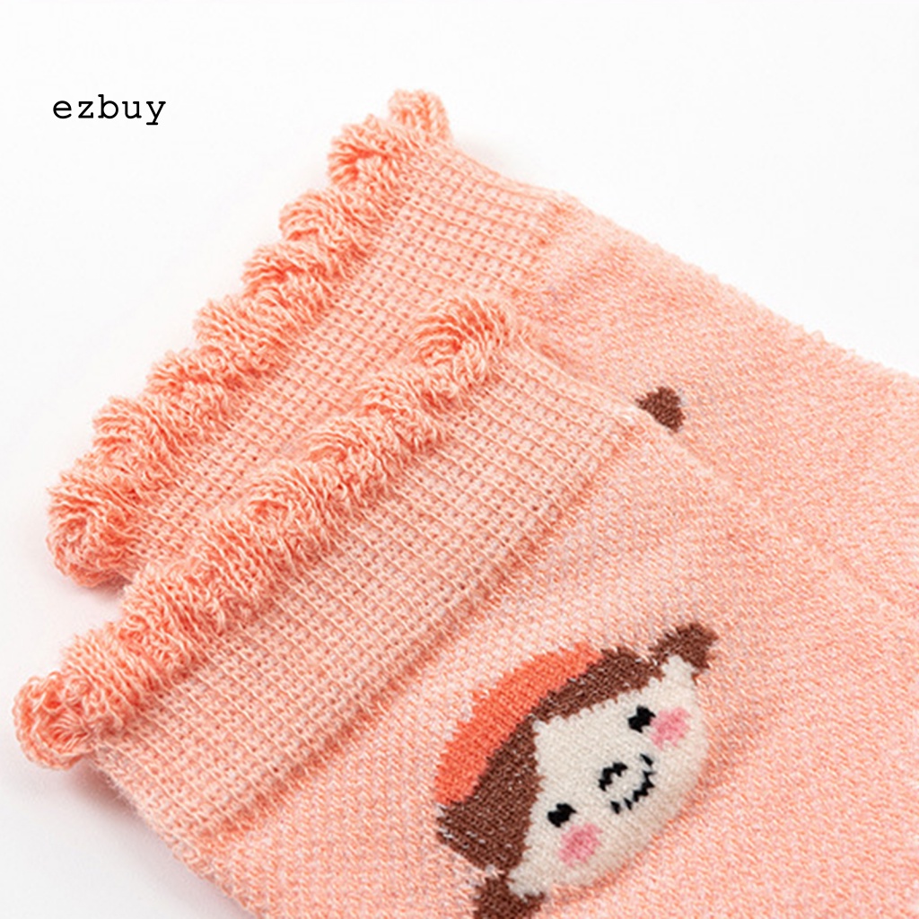 [EY] Set 5 Đôi Tất Lưới Mỏng Thoáng Khí Chống Mài Mòn In Họa Tiết Hoạt Hình Ngang Mắt Cá Chân Cho Bé Gái Trong Nhà