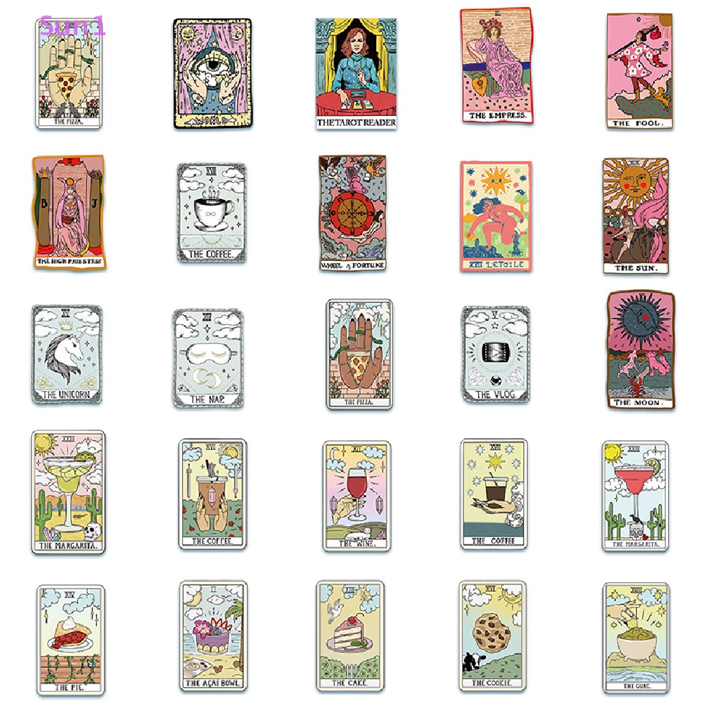 Set 50 Tấm Hình Dán Bài Tarot Chống Thấm Nước Độc Đáo