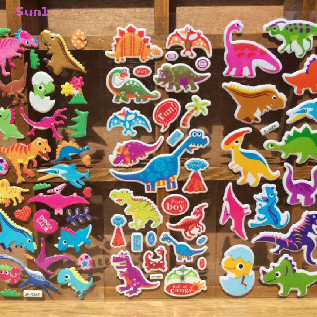 Set 10 Tấm 10 Miếng Dán Bong Bóng Họa Tiết Hoạt Hình 3D Trang Trí Sổ Tay Cho Bé Trai