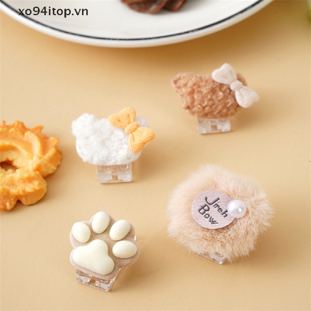 Set 4 Kẹp Sách Hình Động Vật / Thỏ / Gấu Hoạt Hình Bằng Acrylic Trang Trí Sổ Tay Để Bàn