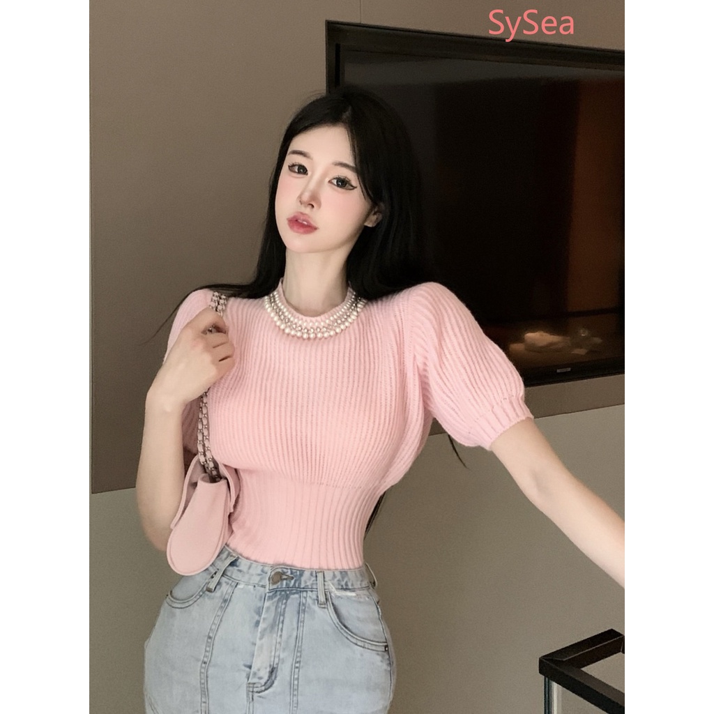 Áo Dệt Kim Tay Phồng Thời Trang Mùa Hè Hàn Quốc Dành Cho Nữ