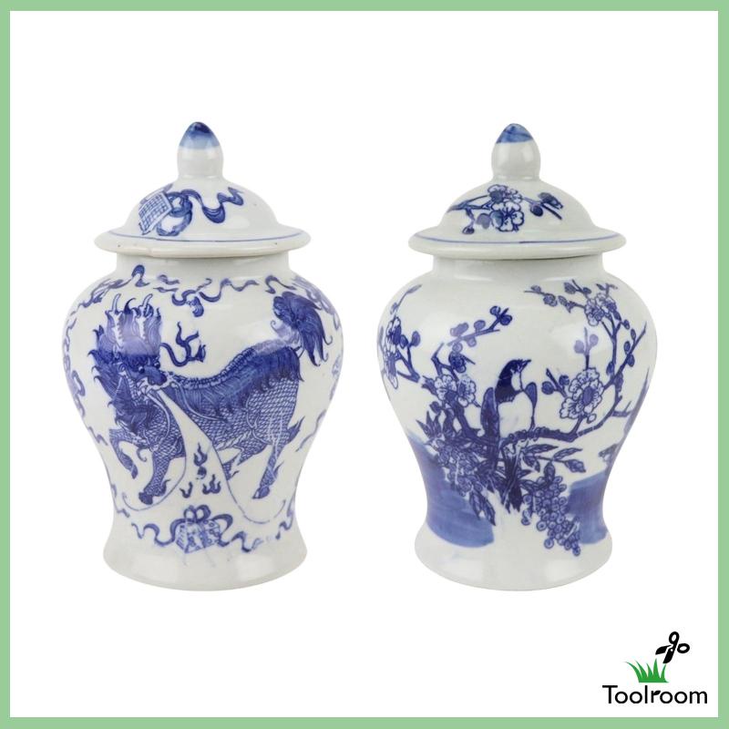 Hũ Gốm Đựng Gừng Màu Trắng Xanh Tiện Dụng