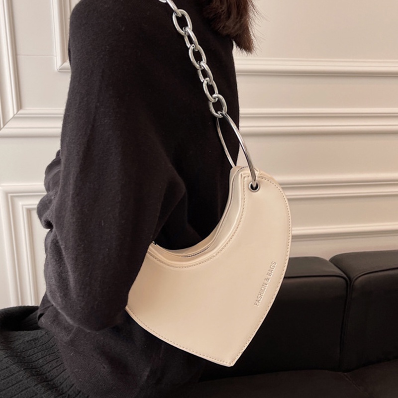 Ielgy Túi Đeo Vai Phối Dây Xích Trái Tim Phong Cách Hàn Quốc Chất Lượng Cao Cho Nữ